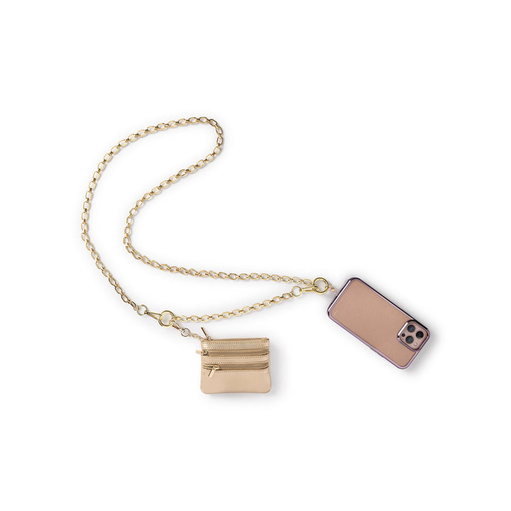 Mini Gold Leatherette Clip &amp; Zip Wallet