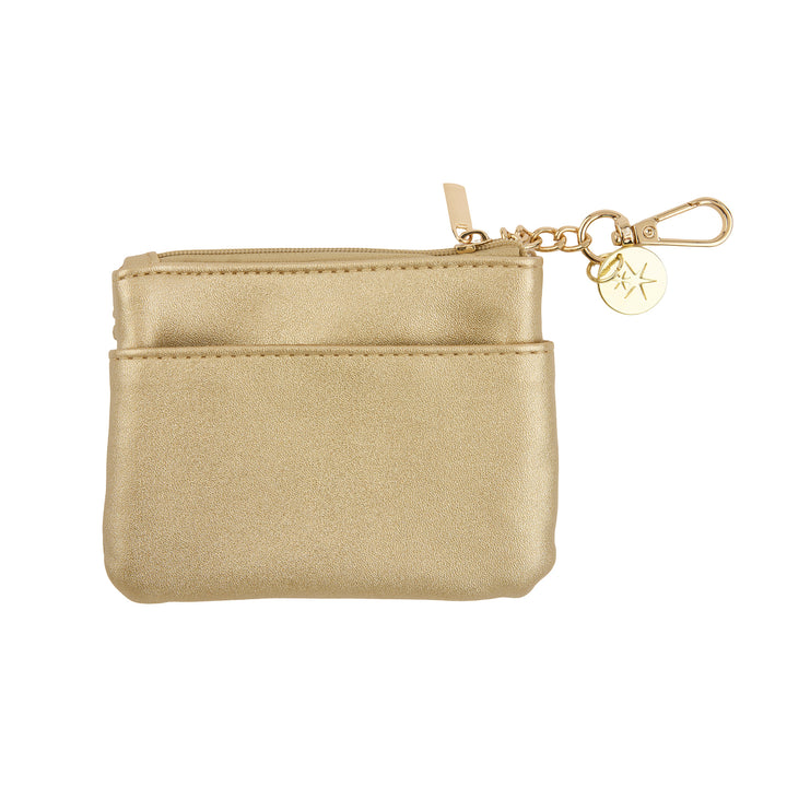 Mini Gold Leatherette Clip &amp; Zip Wallet