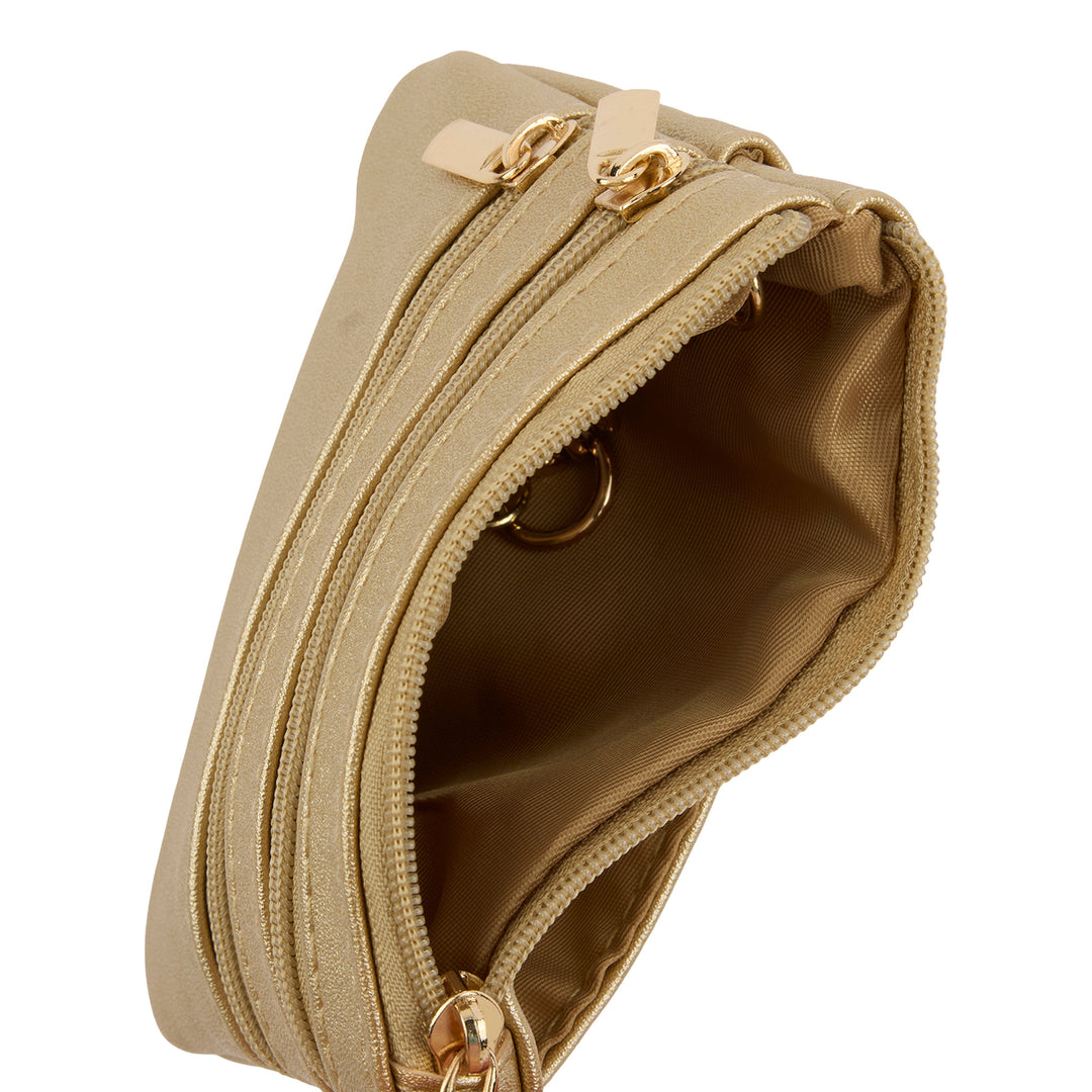 Mini Gold Leatherette Clip &amp; Zip Wallet