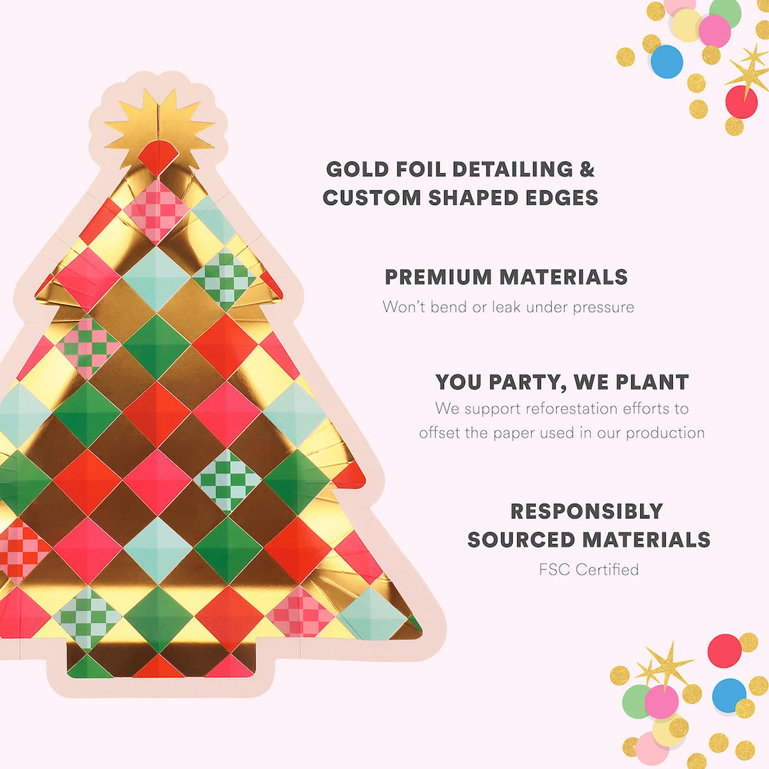 Gold Christmas Tree Dessert Plates (10 count)