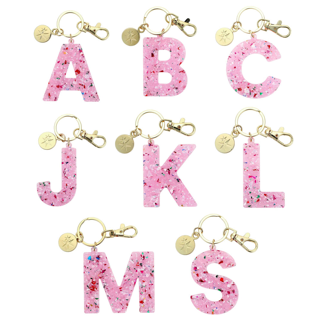 Packed Party Monogram Confetti Letter Bag Charms (A, B, C, J, K, L, M, S)