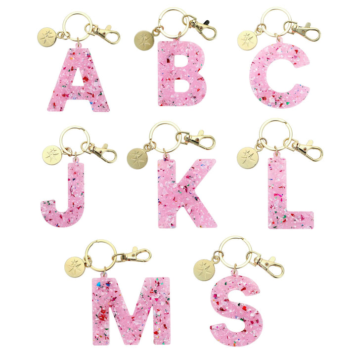Packed Party Monogram Confetti Letter Bag Charms (A, B, C, J, K, L, M, S)