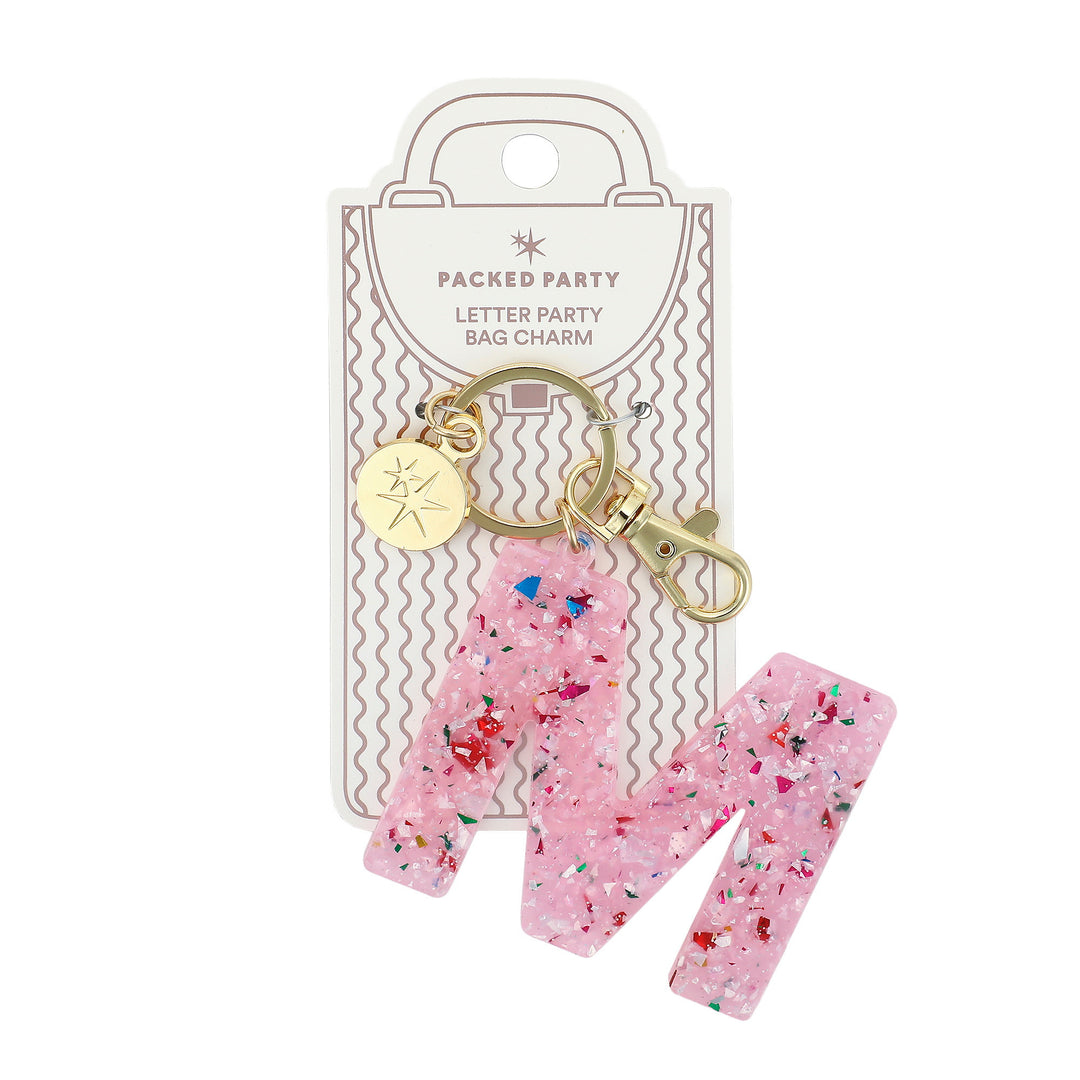 Packed Party Monogram Letter M Bag Charm, Pink