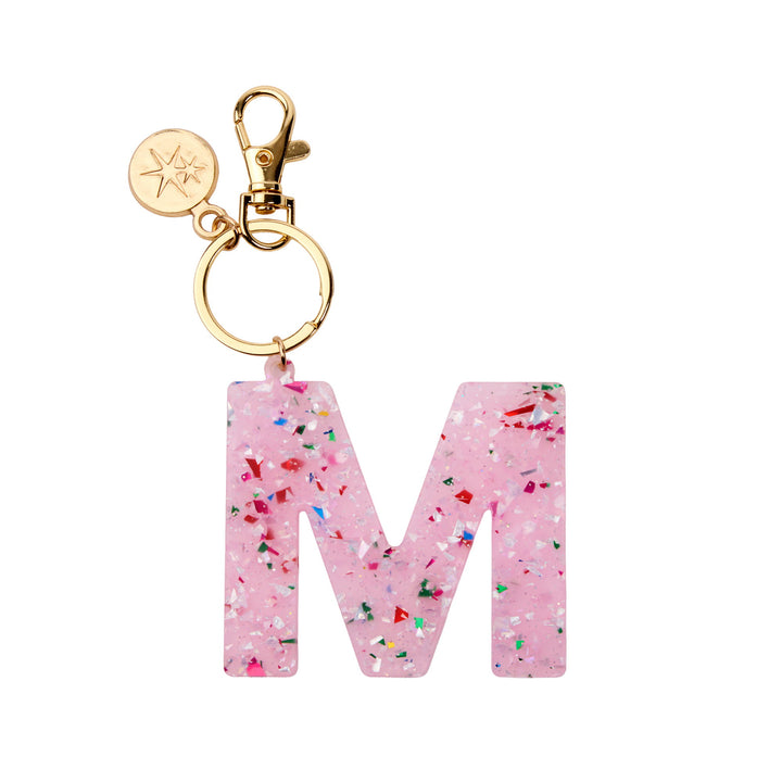 Packed Party Monogram Letter M Bag Charm, Pink