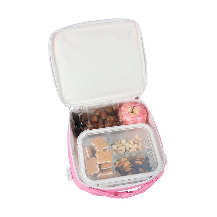 Packed Party White and Pink with Rainbow Plaid 17" Backpack Set for Girls | Includes Matching Insulated Lunchbox and Water Bottle