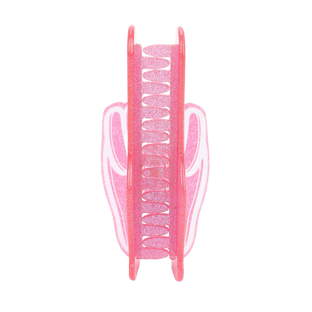 Pink Foam Finger Glitter Hair Claw Clip