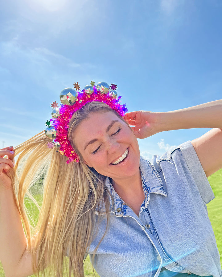 Let It Shine Pink Disco Novelty Headband