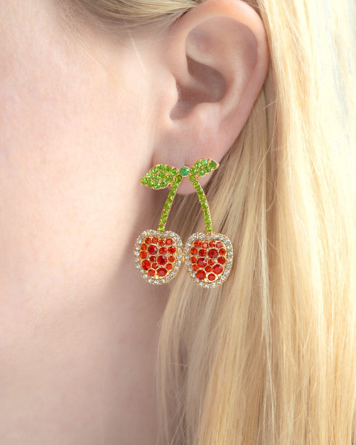 Cherry &amp; Brunch Earrings and Charm Necklace Set