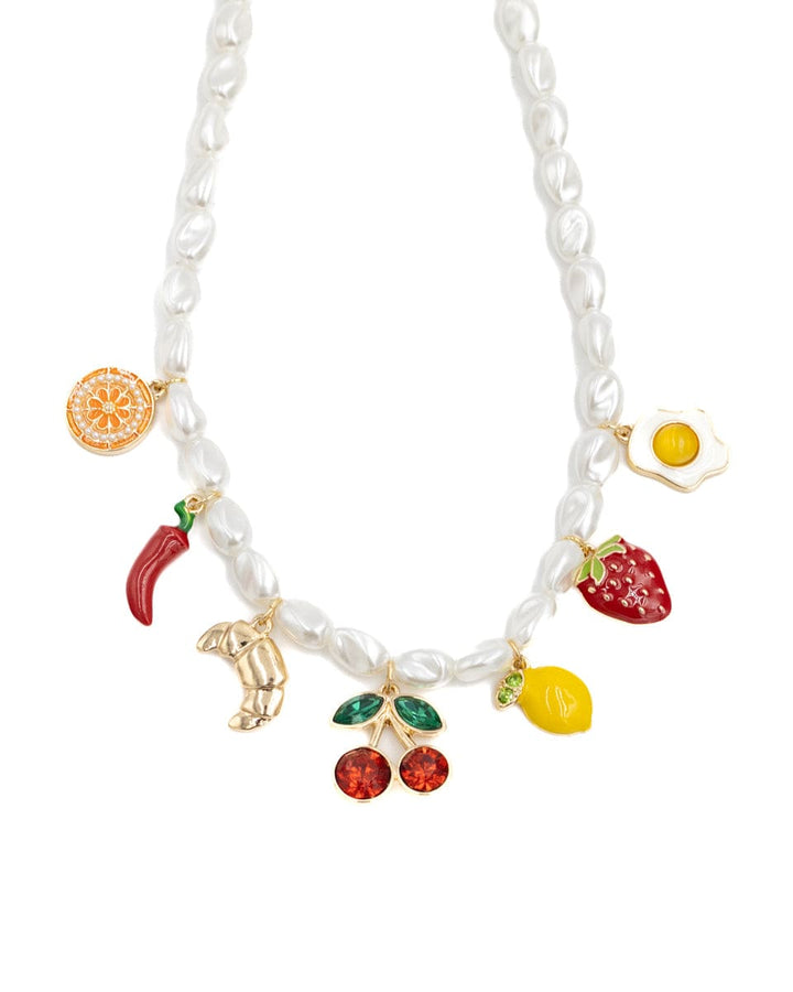 Cherry &amp; Brunch Earrings and Charm Necklace Set