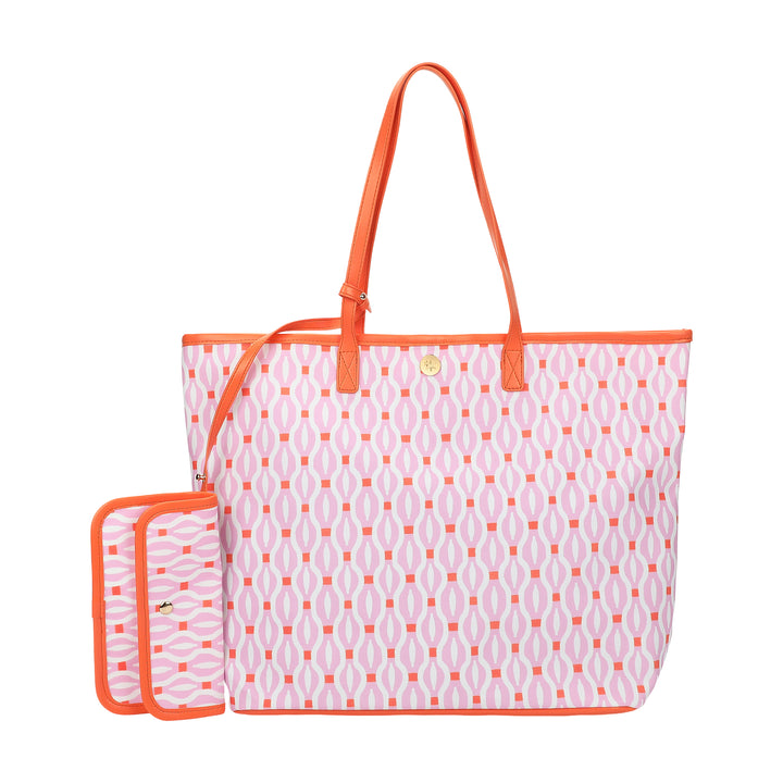 Geo Chic Oversized Tote Bag with Wallet
