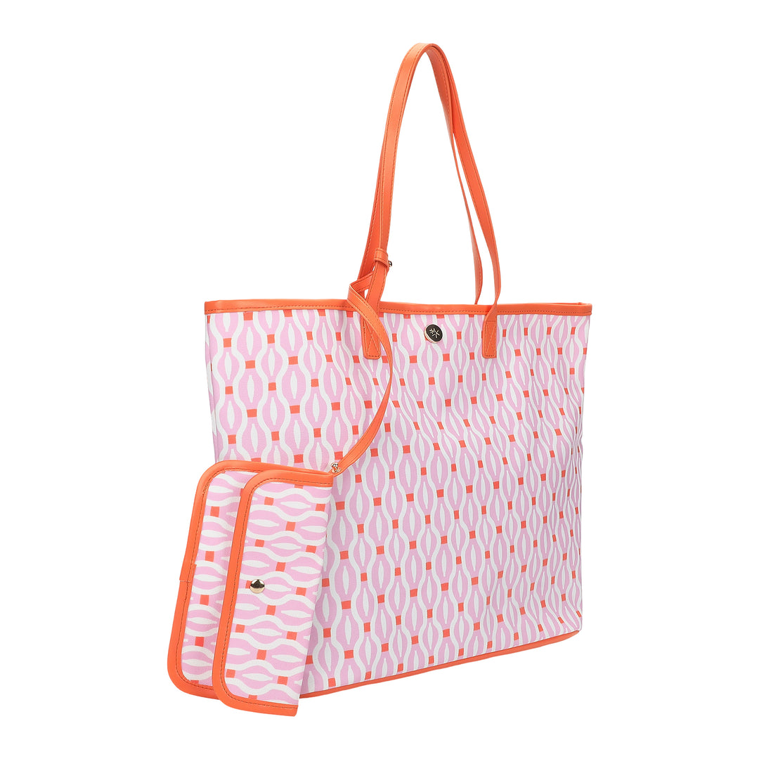 Geo Chic Oversized Tote Bag with Wallet