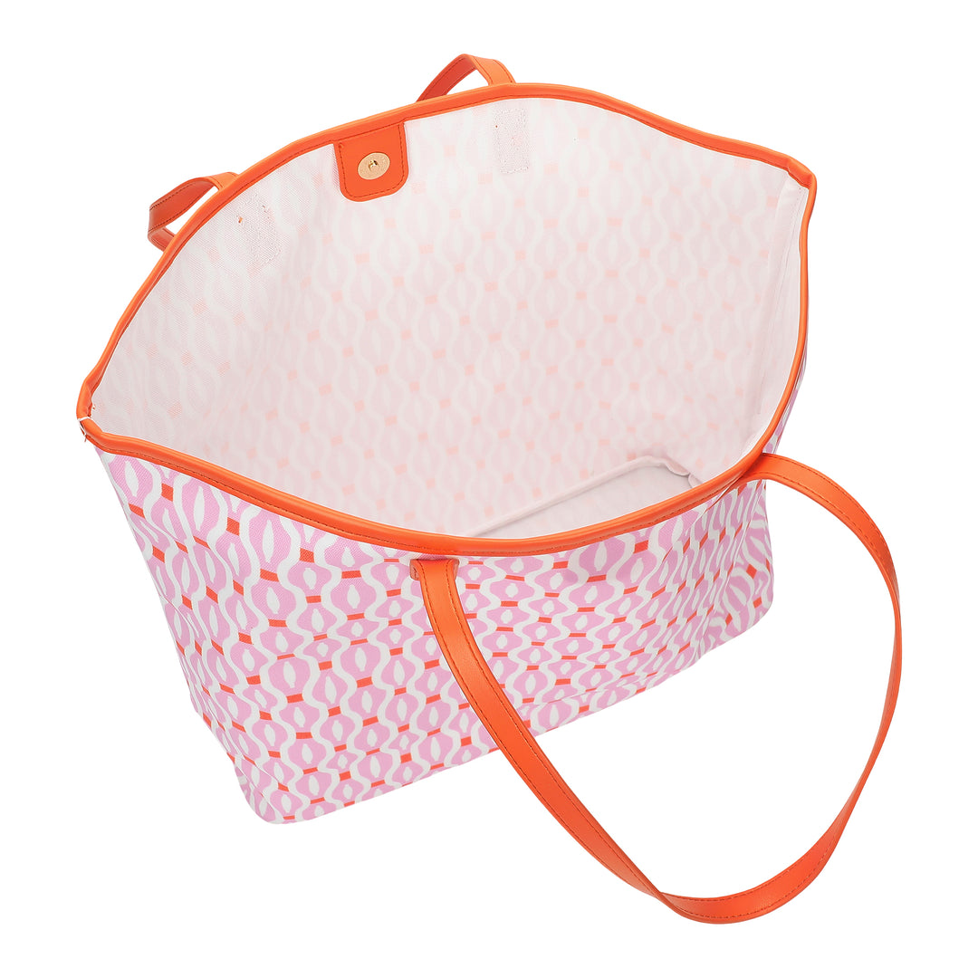 Geo Chic Oversized Tote Bag with Wallet