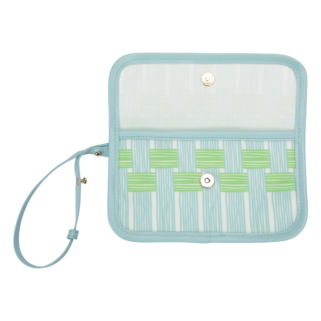 Blue Latice Oversized Tote Bag with Wallet