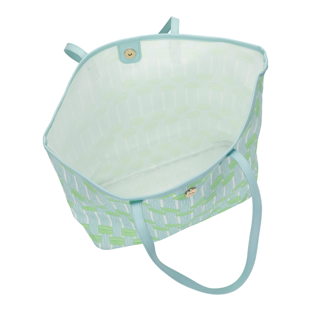 Blue Latice Oversized Tote Bag with Wallet