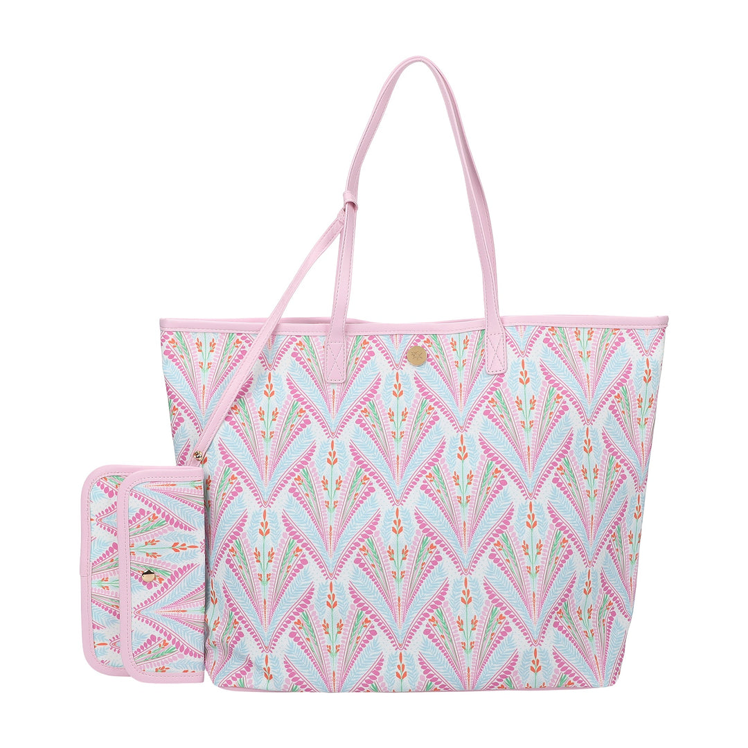 Petals &amp; Plumes Oversized Tote Bag with Wallet