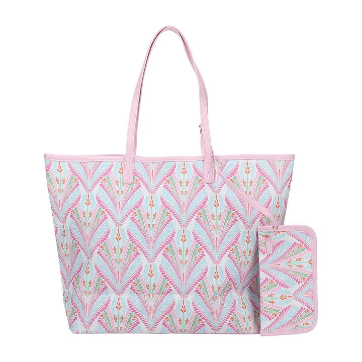 Petals &amp; Plumes Oversized Tote Bag with Wallet