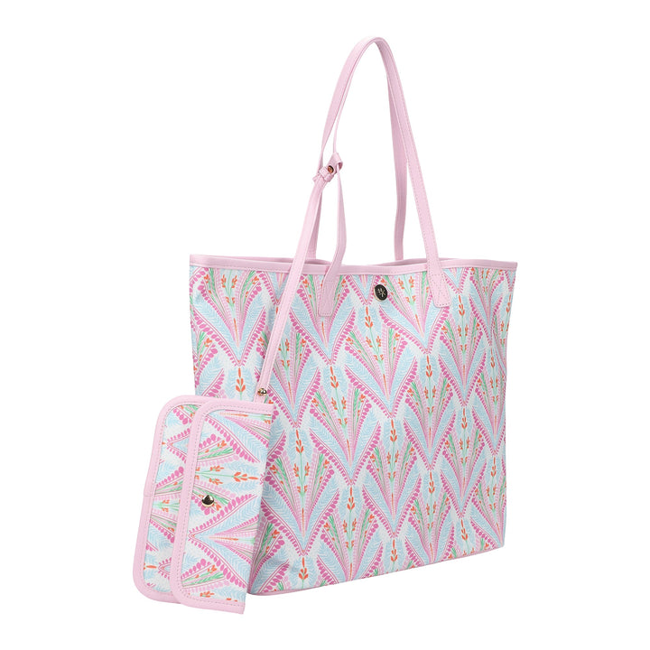 Petals &amp; Plumes Oversized Tote Bag with Wallet