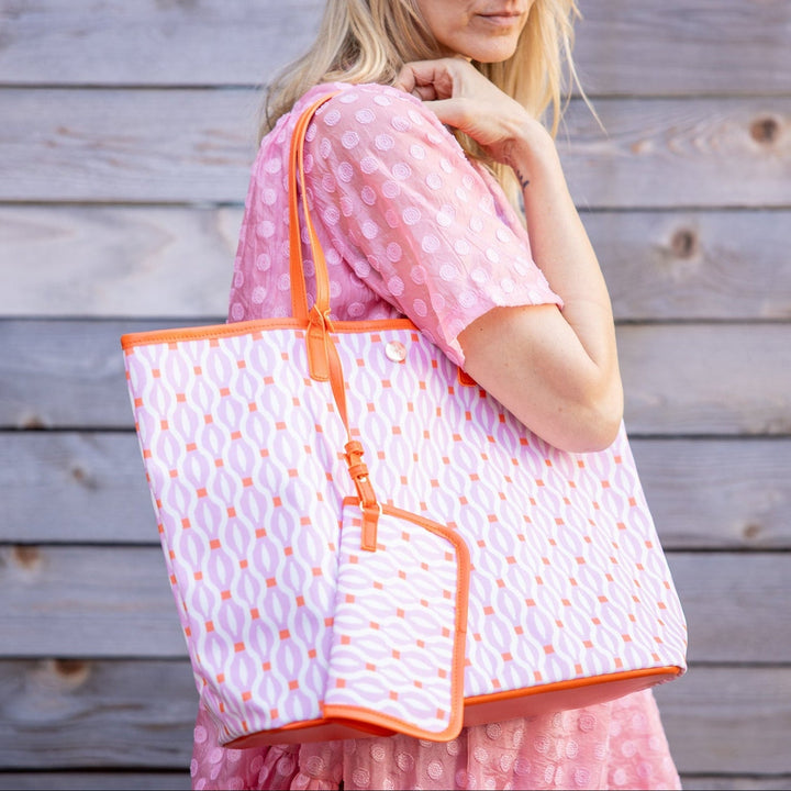 Geo Chic Oversized Tote with Wallet