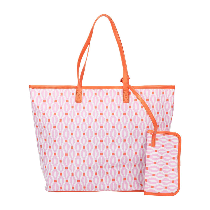 Geo Chic Oversized Tote with Wallet