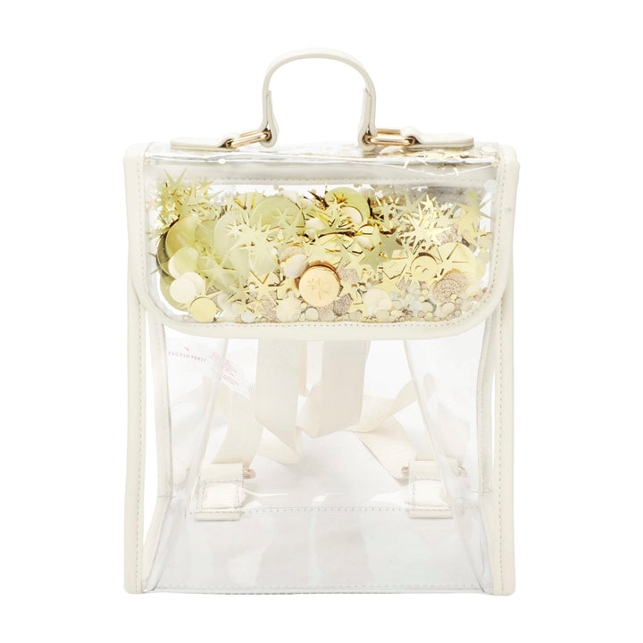 Packed Party Confetti Glam Clear Adult Mini Backpack with Gold Confetti