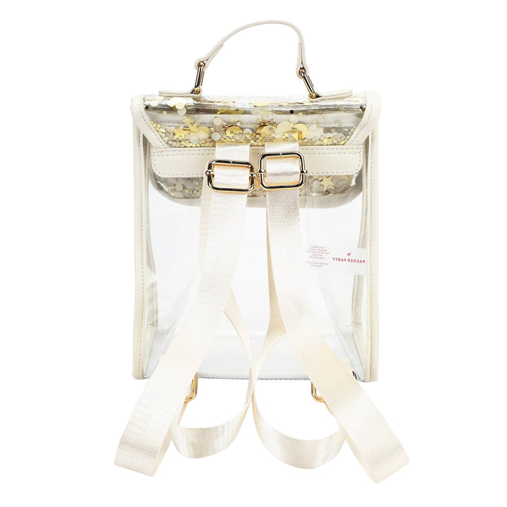 Packed Party Confetti Glam Clear Adult Mini Backpack with Gold Confetti