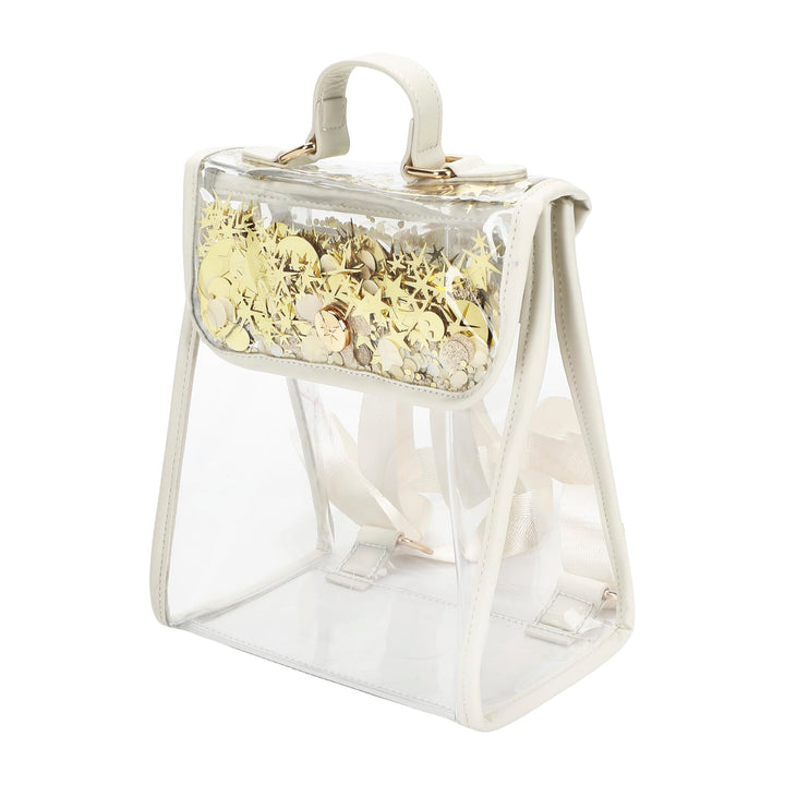Packed Party Confetti Glam Clear Adult Mini Backpack with Gold Confetti