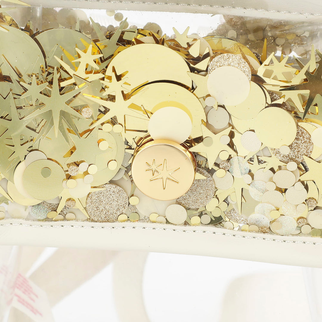 Packed Party Confetti Glam Clear Adult Mini Backpack with Gold Confetti