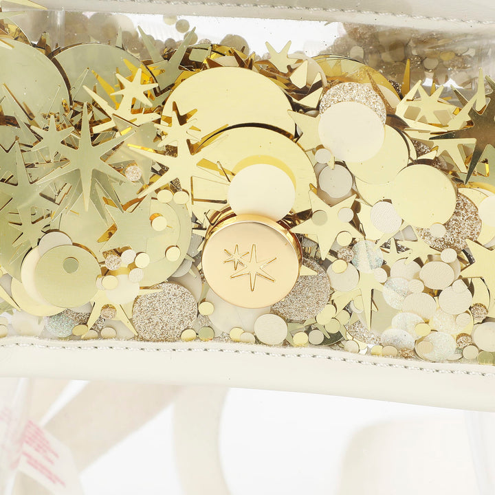 Packed Party Confetti Glam Clear Adult Mini Backpack with Gold Confetti