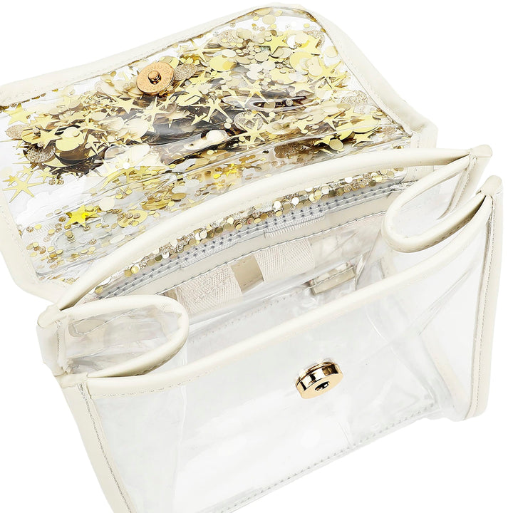 Packed Party Confetti Glam Clear Adult Mini Backpack with Gold Confetti