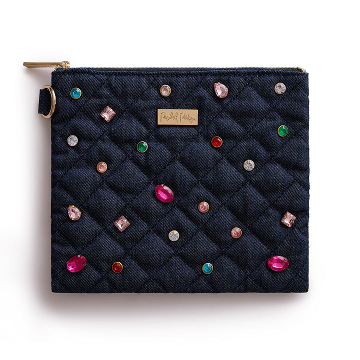 Denim &amp; Gems Quilted Everything Pouch