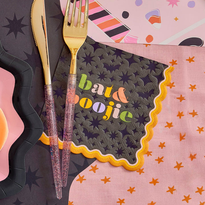 Bat &amp; Boo-jie Paper Cocktail Napkin (Halloween Napkin)