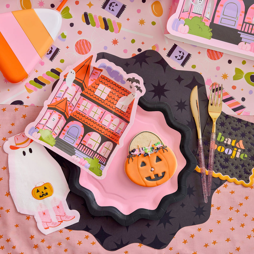 PINK AND BLACK GLOSS 10IN DINNER PLATES