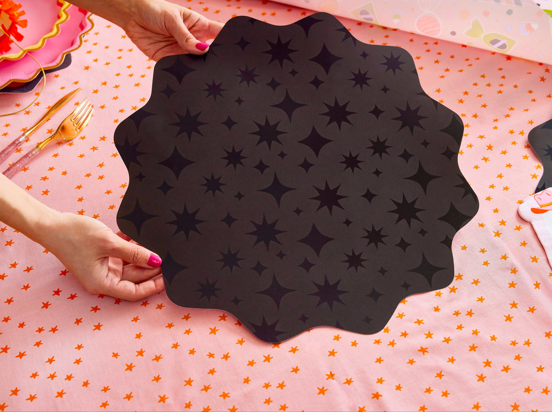 Sparks Fly Glossy Black Placemats