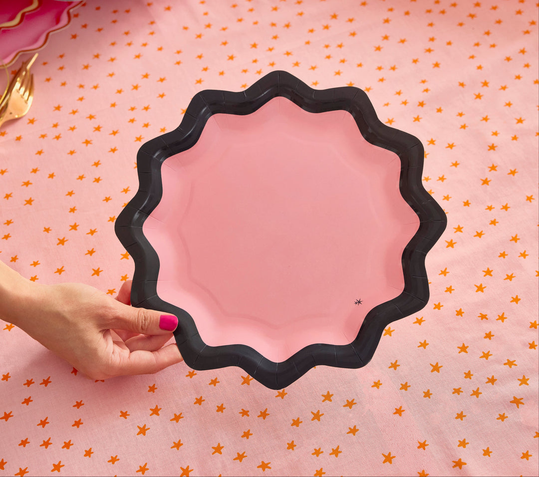 PINK AND BLACK GLOSS 10IN DINNER PLATES
