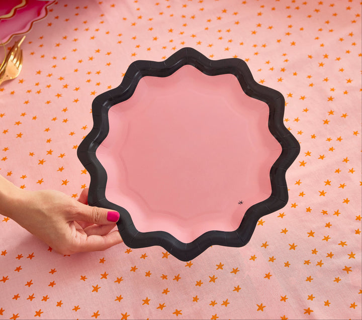 PINK AND BLACK GLOSS 10IN DINNER PLATES