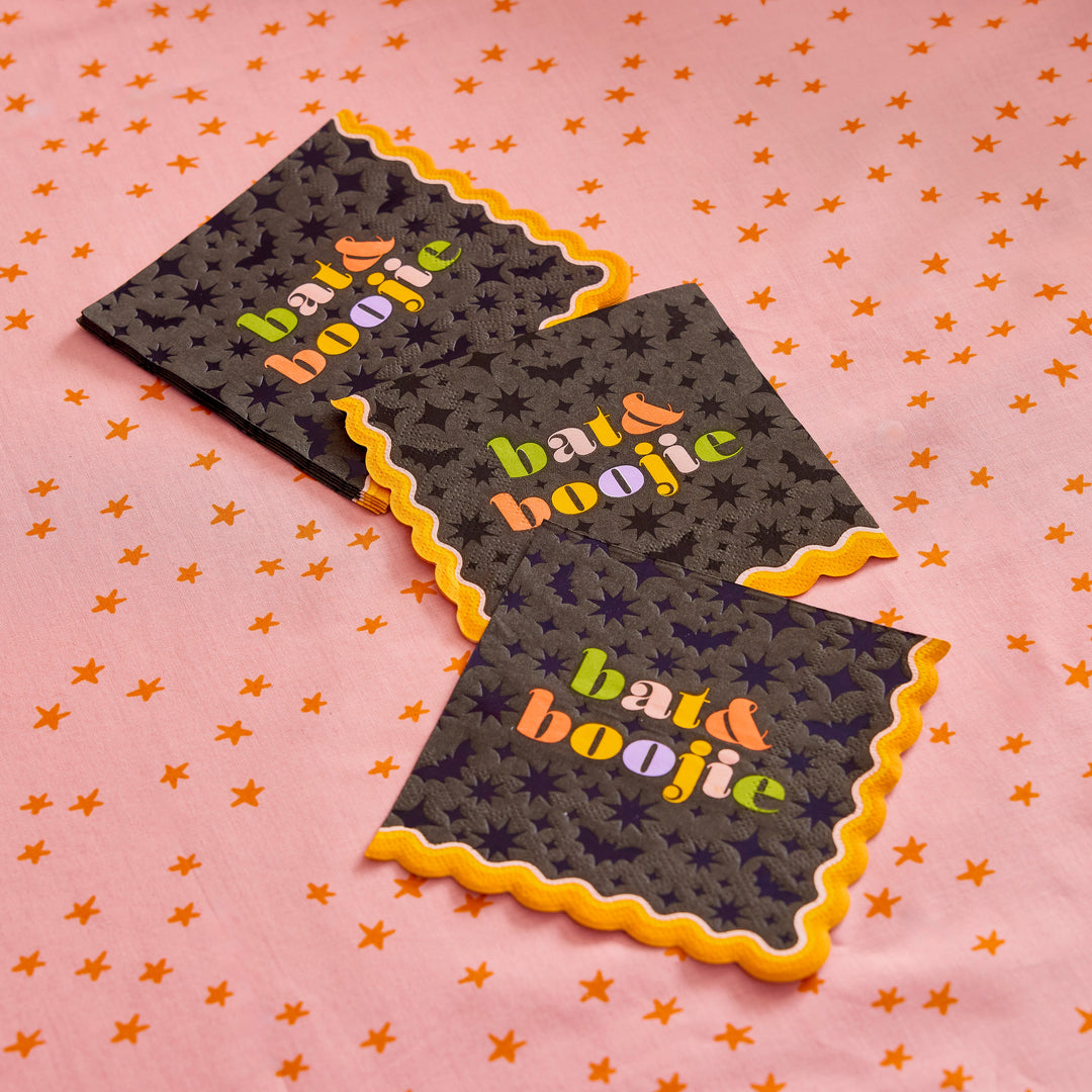 Bat &amp; Boo-jie Paper Cocktail Napkin (Halloween Napkin)