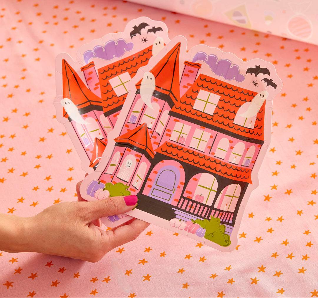 Pink-a-boo Haunted House 8in Dessert Plates (10ct)
