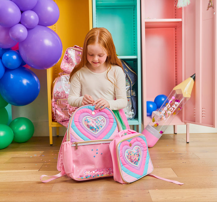 "Taylor" Quilted Confetti Hearts Backpack
