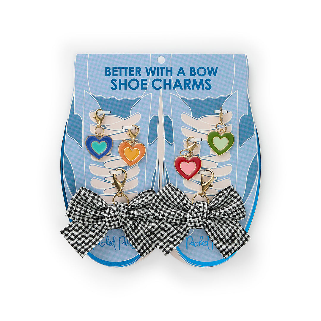 Better With A Bow Shoe Charms - Plaid Bows &amp; Rainbow Hearts