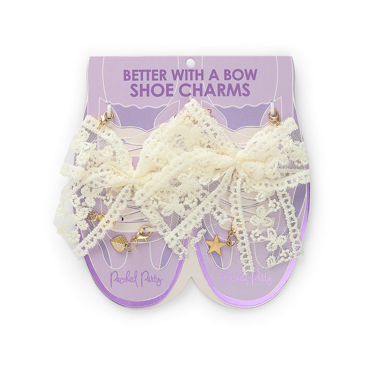 Better With A Bow Shoe Charms - Lace Bows &amp; Gold Charms