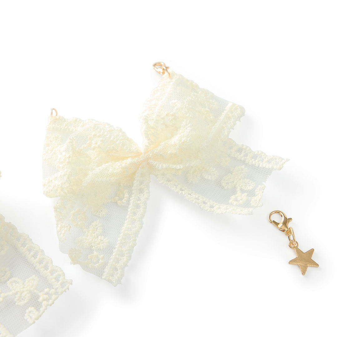 Better With A Bow Shoe Charms - Lace Bows &amp; Gold Charms