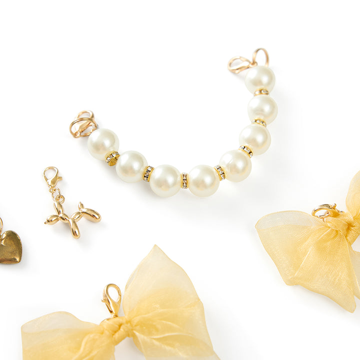Better With A Bow Shoe Charms - Gold Bows &amp; Pearls