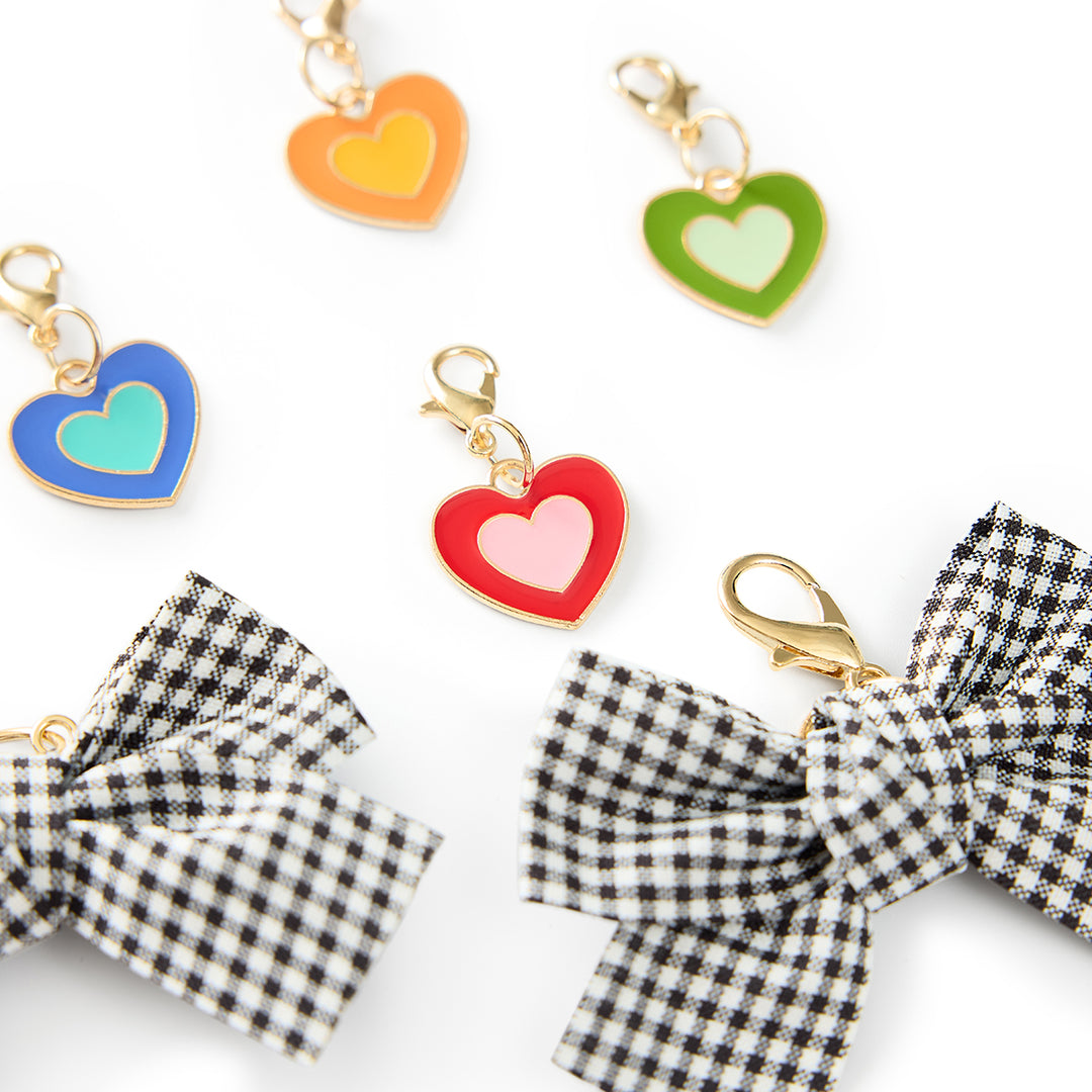 Better With A Bow Shoe Charms - Plaid Bows &amp; Rainbow Hearts
