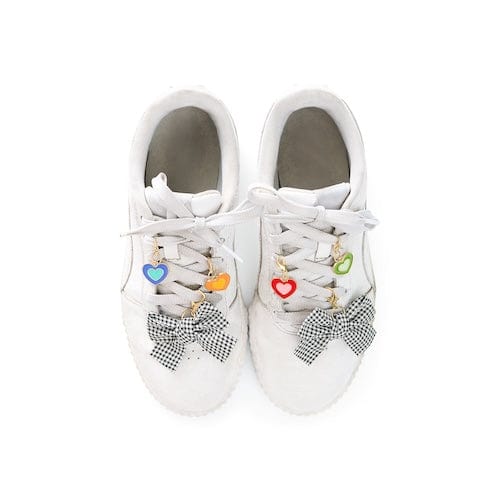 Better With A Bow Shoe Charms - Plaid Bows &amp; Rainbow Hearts
