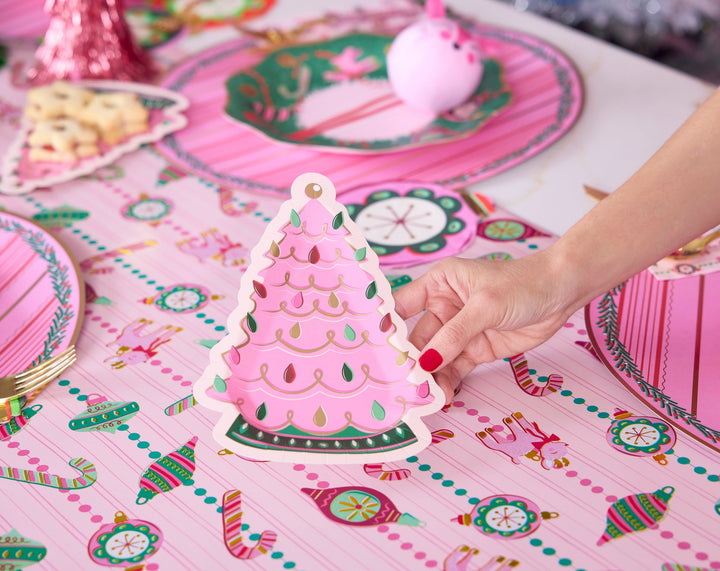 Merry Kitschmas Pink Tree Lunch Plates