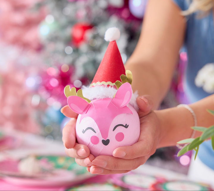 Pink Reindeer Holiday Surprise Balls (4 count)