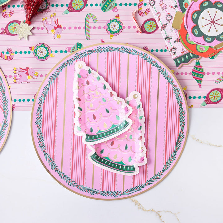 Merry Kitschmas Pink Tree Lunch Plates