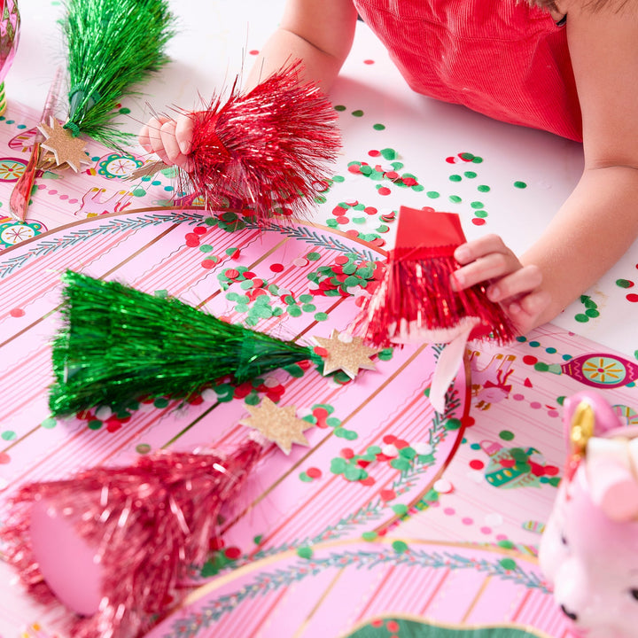 Colorful Tinsel Christmas Tree Confetti Crackers (6 Count)