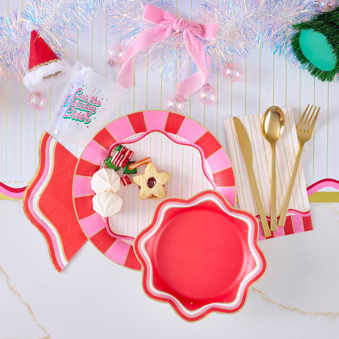 Packed Party Red and Pink 10 In Plate, Party Ware