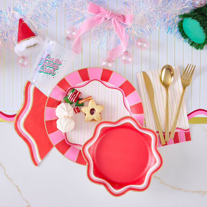 Packed Party Red and Pink 10 In Plate, Party Ware